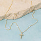 Gold Dipped Station Cz Cross Pendant Necklace: GOLD