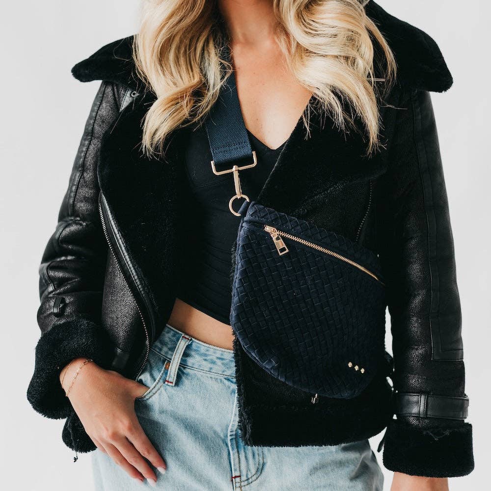 Suede Westlyn Woven Bum Bag: Suede Chocolate