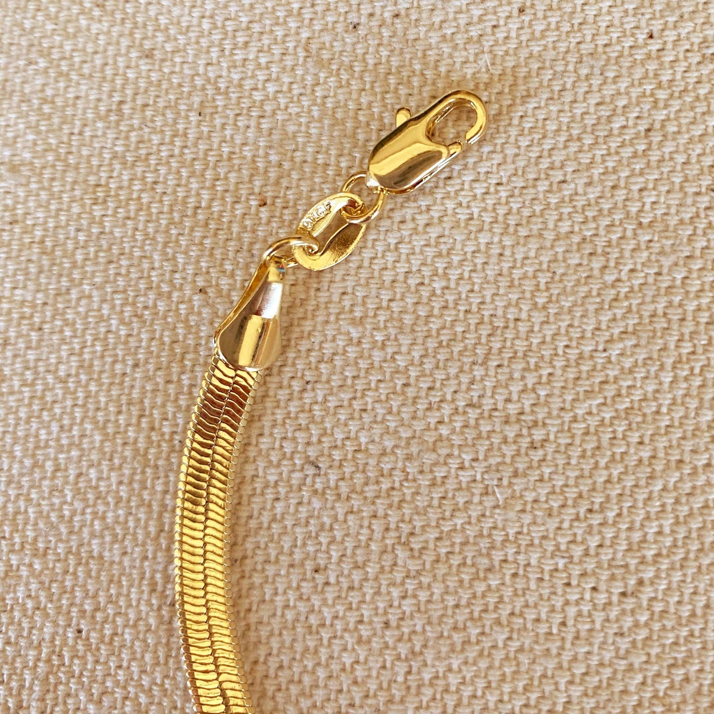 18k Gold Filled 4mm Herringbone Bracelet: 7 inches