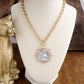 Radiant Relic – Coin Medallion Necklace with Crystal Halo