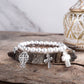 Faithful Path – Cross Charm & Beaded Stretch Bracelet: Charms Silver Tone