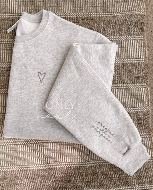 Created With A Purpose Embroidered Sweatshirt: Oatmeal Heather