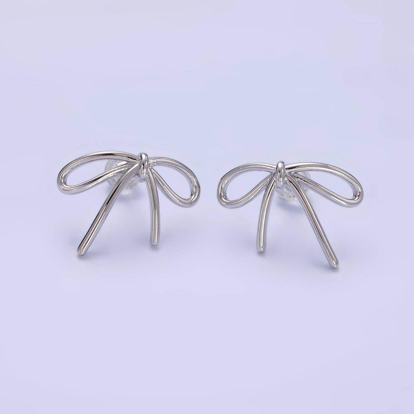 14K Gold Filled Minimalist Tied Ribbon Bow Stud Earrings : Gold