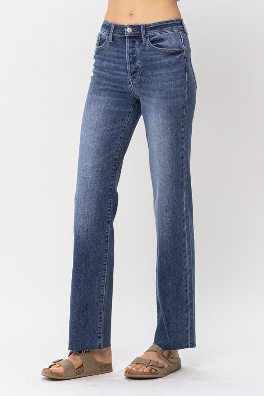 Judy Blue High Waist Hidden Button-Fly Straight Jeans