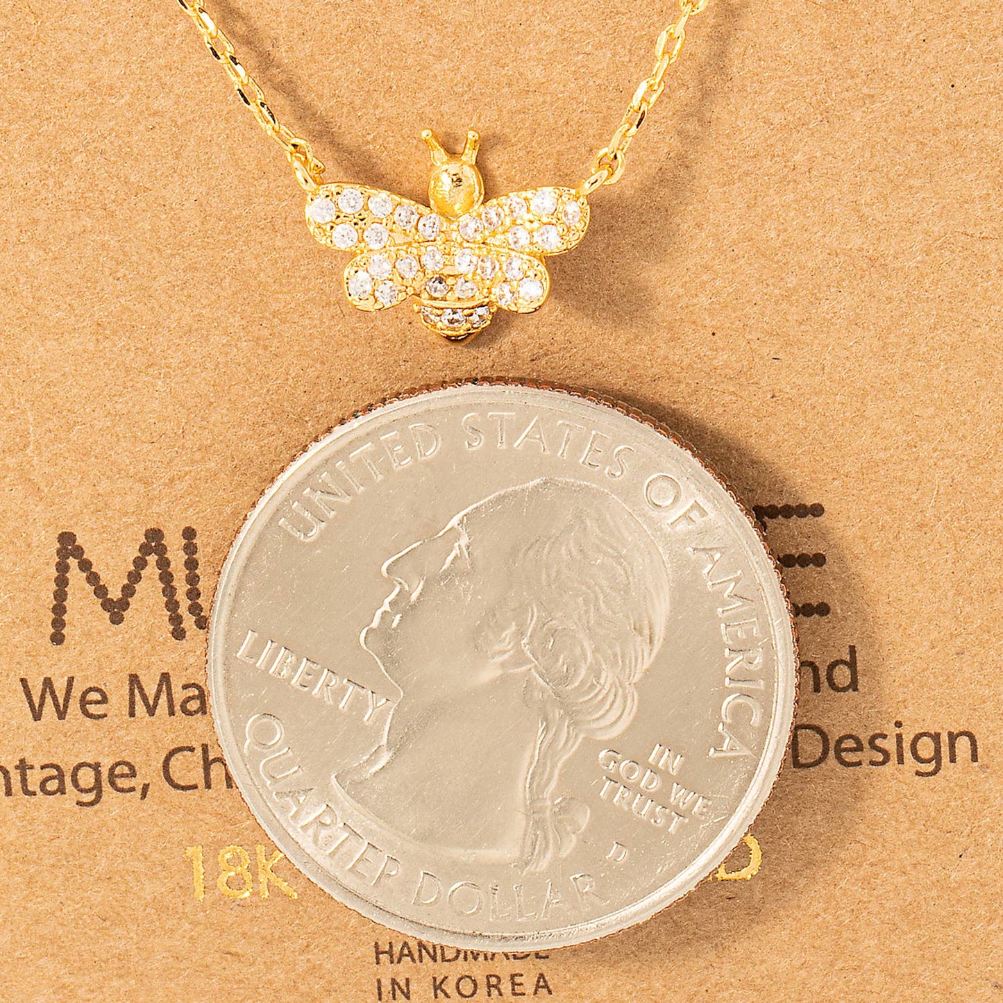 Pave Bee Pendant Necklace: G
