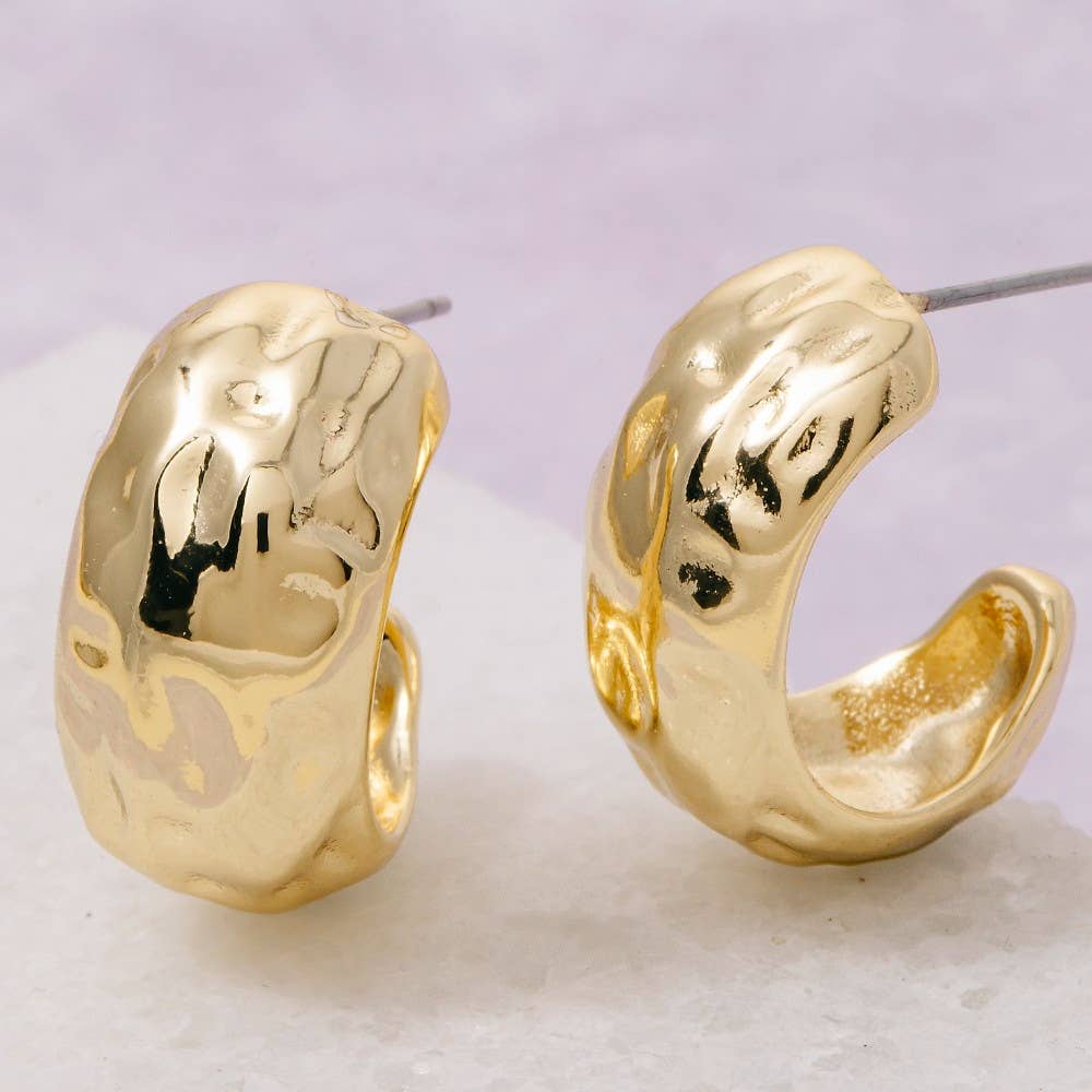 Gold Dipped Warped Wide Hoop Earrings