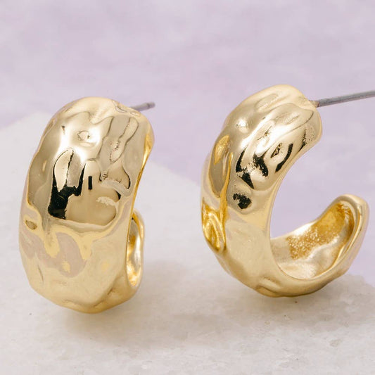 Gold Dipped Warped Wide Hoop Earrings