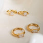 Adhara 18K Gold Non-Tarnish CZ Huggie Earrings: Yellow Gold / Square