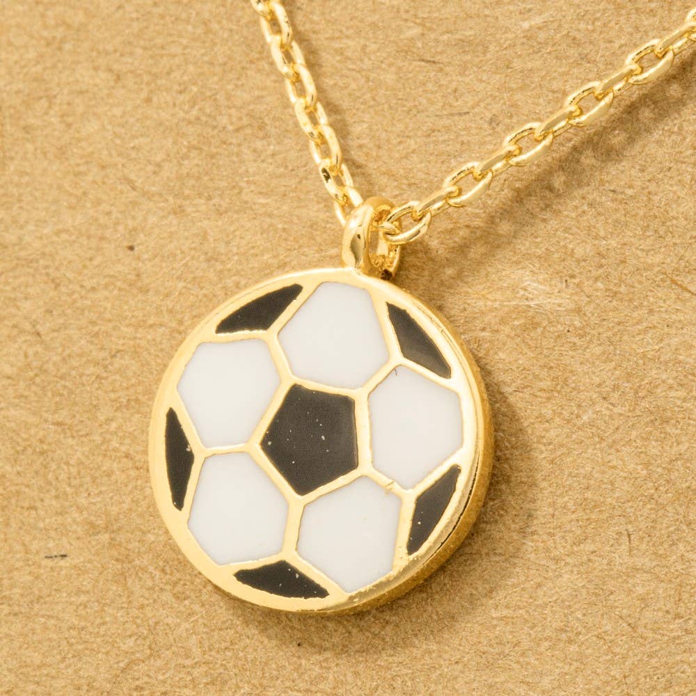 Game Day Gold Dipped Epoxy Soccer Ball Pendant Necklace: G