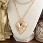 Heartbound Muse – Long Heart Necklace in Gold & Pearls: Spiky