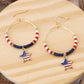 4th of July Dangle Hoop Earrings Red White Blue