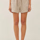 Linen Blend Striped Shorts in Brown