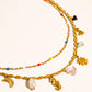 Ninah 18K Gold Non-Tarnish Seahorse Charm Layered Necklace: Multi-Colored