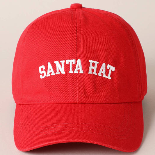 Santa Hat Text Embroidery Baseball Cap: Red