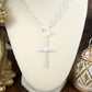 Divine Simplicity – Hammered Cross Front Toggle Necklace: Worn Gold Tone