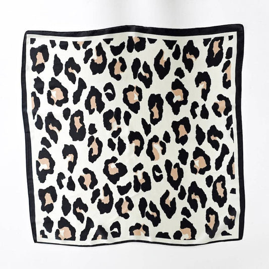 Sylvie Leopard Square Scarf: Cream