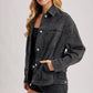 DENIM BUTTON DOWN OVERSIZED JACKET: LT.WASH / S