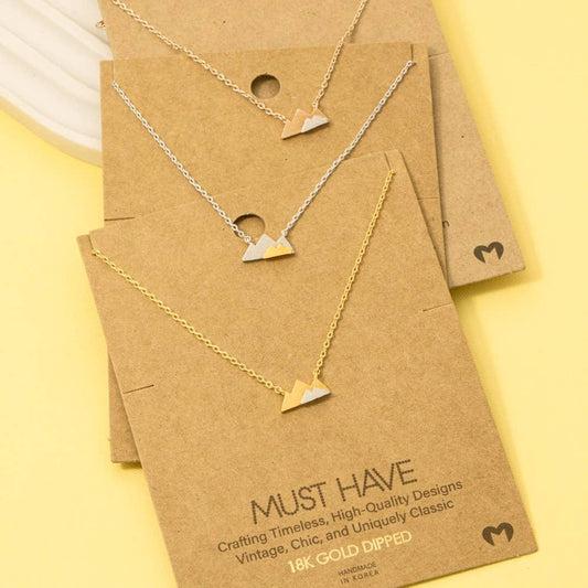 Gold Dipped Dainty Mini Mountain Pendant Necklace: GD