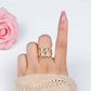 24K Gold Filled Double Baguette CZ Signet Wrap Ring | U330