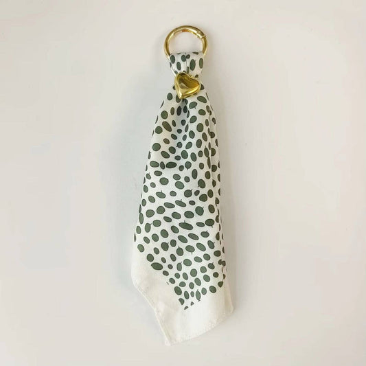 Etta Scarf Bag Charm: Green Dots
