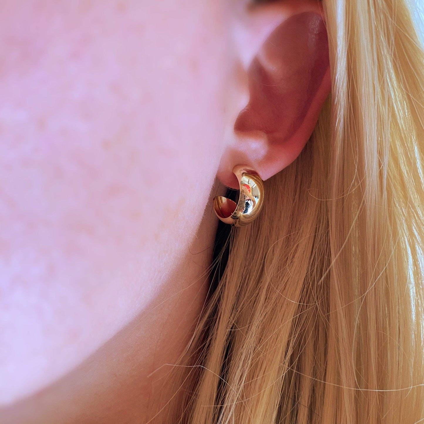 18k Gold Filled Rounded C- Hoop Waterproof Earrings