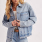 DENIM BUTTON DOWN OVERSIZED JACKET: LT.WASH / S