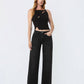High Rise Black Rhinestone Jeans