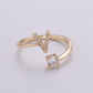 Adjustable Gold Initial Ring With CZ R370~R395: B