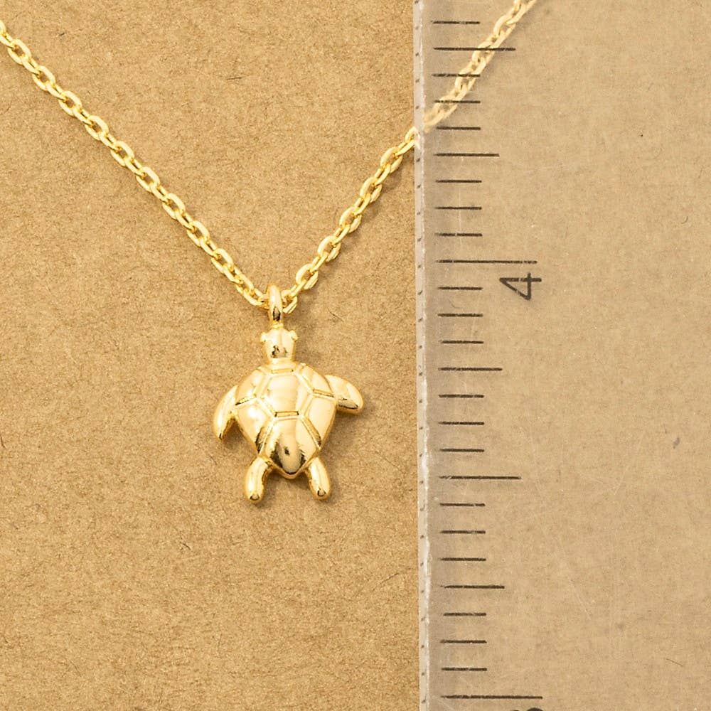 Gold Dipped Turtle Pendant Necklace: G