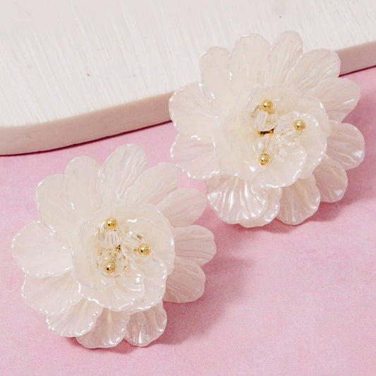 Intricate Multi Petal Flower Stud Earrings: G