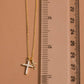 Cz Pave Double Cross Pendant Necklace: G