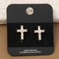 Gold Dipped Cz Baguettes Cross Stud Earrings: G