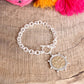 Cross Coin Chain Bracelet Toggle Closure Silver or Gold Tone: Silver Tone