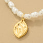 Pearl Beaded Disc Pendant Necklace: G