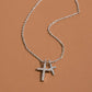 Cz Pave Double Cross Pendant Necklace: S