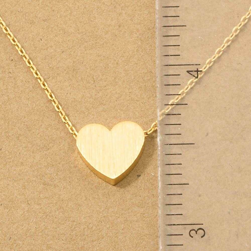 Brushed Heart Pendant Necklace: Gold