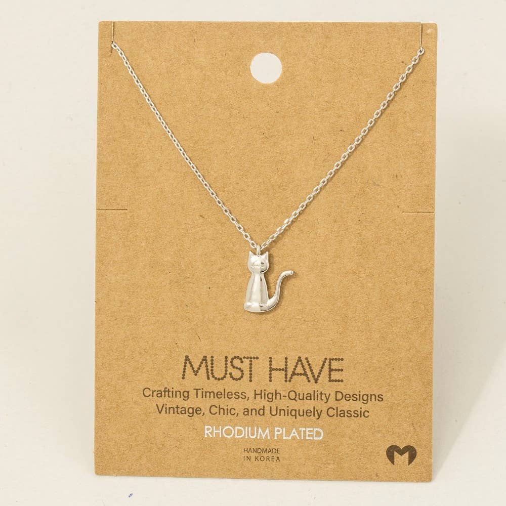 Gold Dipped Cat Pendant Necklace:G