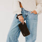 Suede Emma Woven Clutch Wristlet: Chocolate
