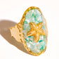 Keshet 18K Gold Non-Tarnish Starfish Ring: Blue