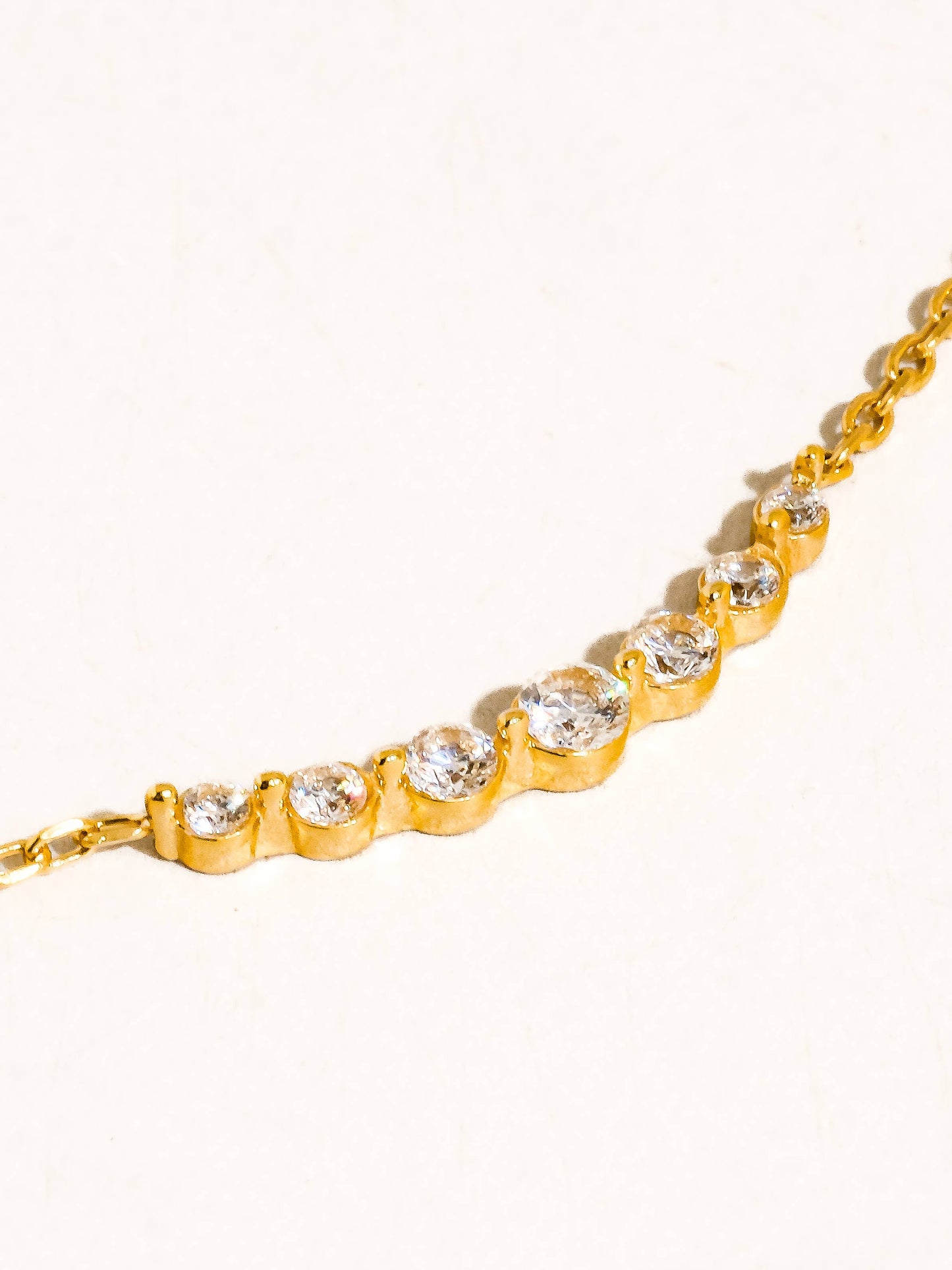 Remmi 18K Gold Non-Tarnish Crystal Station Chain Necklace: Yellow Gold