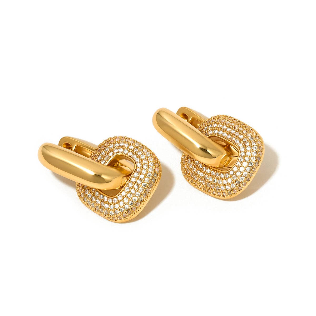 Drop Diamond Square Huggie Hoops - WATERPROOF