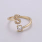 Adjustable Gold Initial Ring With CZ R370~R395: H