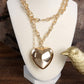 Long Minimal Chain Necklace with Puffy Heart – Gold or Silver Tone: Silver Tone