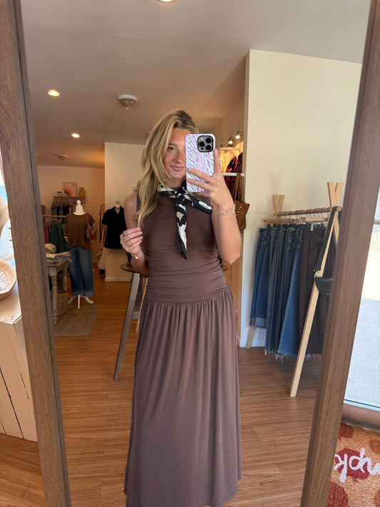 Mocha Muse Gathered Maxi Dress