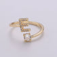 Adjustable Gold Initial Ring With CZ R370~R395: C