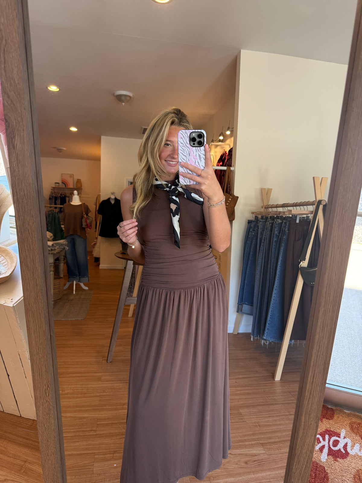 Mocha Muse Gathered Maxi Dress