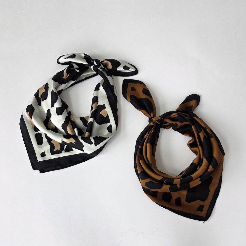 Sylvie Leopard Square Scarf: Cream
