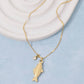 Stainless Steel Fish And Cz Gem Pendant Necklace: G