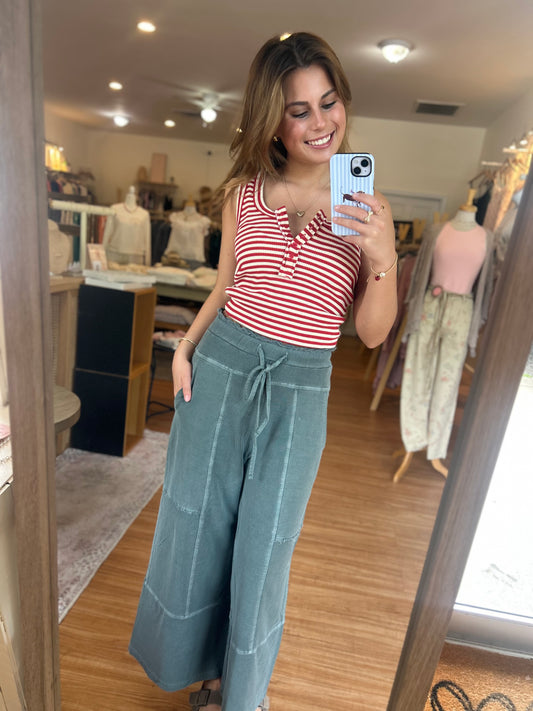 Strawberry Stripe Henley Tank Top