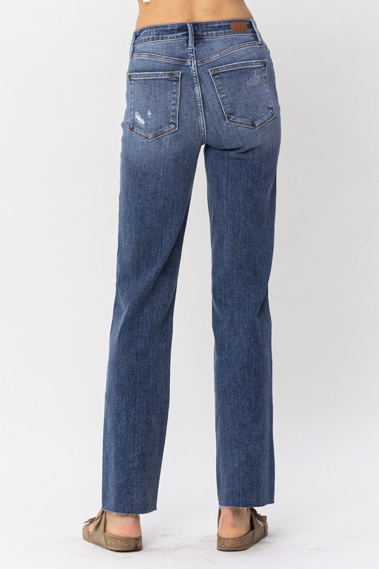 Judy Blue High Waist Hidden Button-Fly Straight Jeans